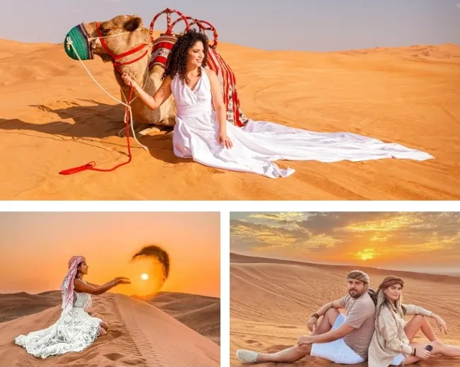Couple desert photography Dubai dunes